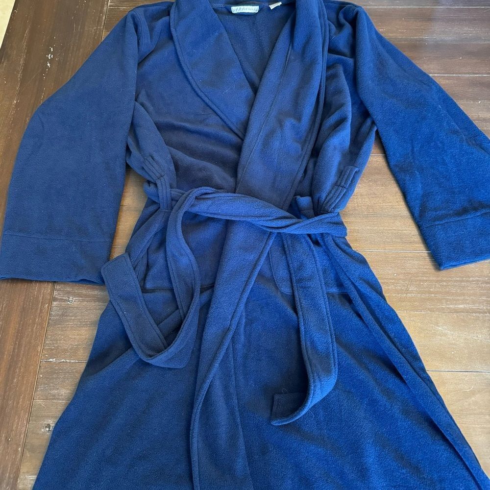 Navy Blue Wrap-Style V-Neck Jacket